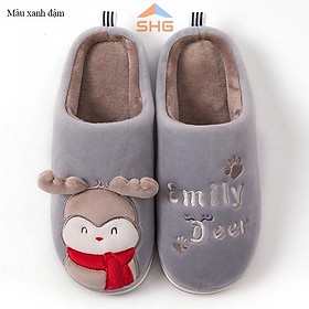 DÉP LÔNG UNISEX ULZZANG HOÀNG GIA, ĐẾ CAO SU CAO CẤP TUẦN LỘC 3D ĐÁNG YÊU