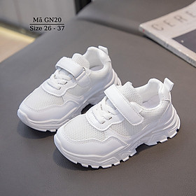Giày Thể Thao Trắng Cho Bé Trai Bé Gái 3 - 12 Tuổi Êm Nhẹ Phong Cách Hàn Quốc Đi Học Biểu Diễn Văn Nghệ Thời Trang GN20