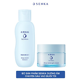 Bộ sản phẩm Senka dưỡng ẩm chuyên sâu vào buổi tối (Senka Deep Moist Lotion I và Senka Deep Moist Gel Cream)