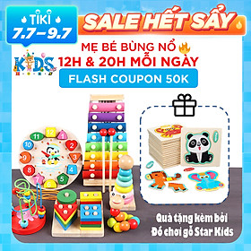 Combo 6 món đồ chơi gỗ an toàn cho bé- phát triển trí tuệ
