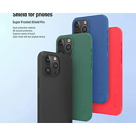 Ốp lưng cho iPhone 15 Pro , 15 Pro Max , 15 Plus , 15 hiệu Nillkin Frosted Shield Pro chống sống chống vân tay - Hàng nhập khẩu - Mầu đen - iPhone 15 Pro Max