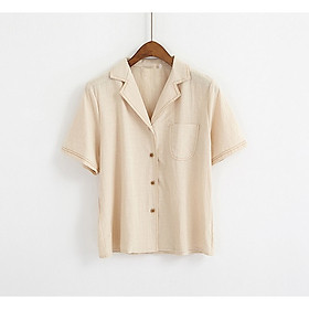 Áo sơ mi Haint Boutique áo sơ mi nữ thiết kế tay ngắn cổ lật HB21