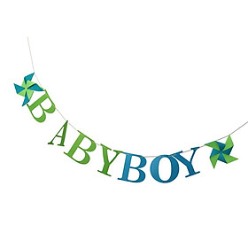 Lovely Baby Boy Windmill Banner Newborn Baby Shower Kids Birthday Party Fabric