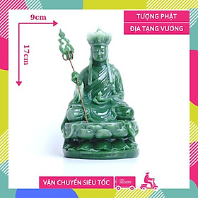 Tượng Phật Địa Tạng Vương Bồ Tát ngồi ngọc xanh - Cao 17cm