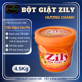 Bột Giặt Zily Hương Chanh Xô 4.5Kg - Tặng 1 chai xịt thơm & làm phẳng quần áo Zily 100gr