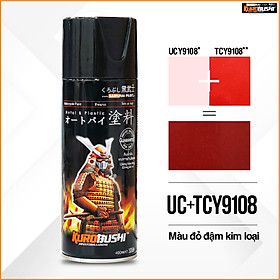 COMBO Sơn Samurai MÀU ĐỎ ĐẬM KIM LOẠI UC+ TCY9108 gồm 4 chai (Lót -Nền UCY9108 - Màu TCY9108 - Bóng)