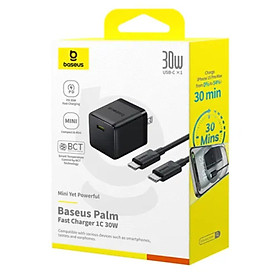 Mua Bộ sạc nhanh nhỏ gọn Baseus Palm 1C 30W Kèm cáp C to C 60w dài 1M - Hàng chính hãng