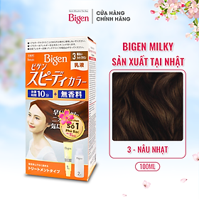 Thuốc Nhuộm Tóc Bigen Milky White Covering Nhập Khẩu Nhật Bản, Nhuộm Tóc Trắng Hoàn Toàn Dễ Dàng Tại Nhà Kem 80ml - BSL No.3 Nâu Nhạt