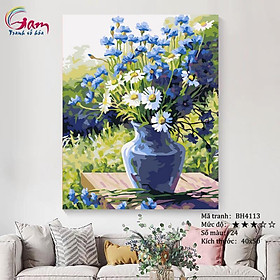 Mua Tranh tự tô màu số hóa Hoa cúc xanh BH4113