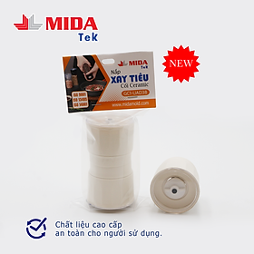 Bộ 2 Nắp xay tiêu MIDATEK cối xay ceramic Màu Kem cho hũ nhựa đường kính 38mm