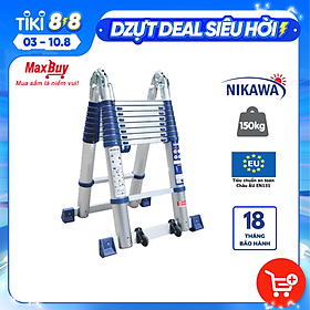 Mua Thang nhôm rút đôi 9 bậc 2 đoạn Nikawa NK-56AI-Pri cao 2.7m chữ A  5.6m chữ I  tải trọng 150kg