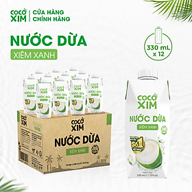 THÙNG 12 Hộp Nước dừa đóng hộp Cocoxim Xanh dung tích 330ml/Hộp