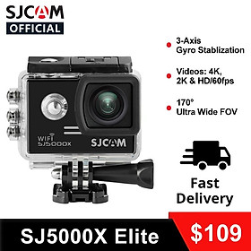 SJCAM SJ5000X Camera hành động Elite 4K 24FPS 2K@30fps WiFi Lặn Mũ bảo hiểm chống rung con quay hồi chuyển chống nước 30M Camera Lặn Sprots DV Màu sắc: SJ5000X Elite Black