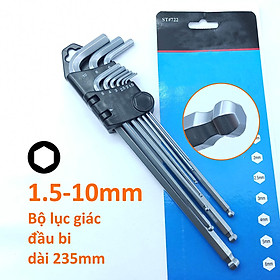 Mua Bộ lục giác 9 cây đầu bi 1.5-10mm xi trắng dài 235mm