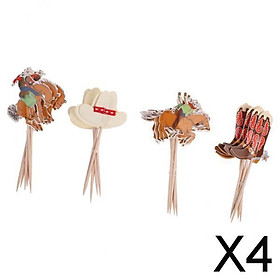 4x24 Pieces Cupcake Picks Cake Toppers Party Decoration  Cowboy
