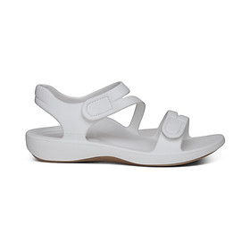 Sandal sức khoẻ nữ Aetrex Jillian Sport White - giày nâng vòm đệm êm chân