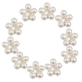 10x Flatback Crystal Rhinestone Pearl Flower Button DIY Wedding Sewing Decor