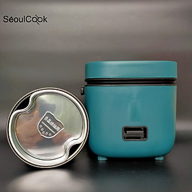 Nồi cơm mini Rice Cooker Seoulcook đa năng 1,2l hàng nội địa tặng khay hấp + vá cơm + cốc đong