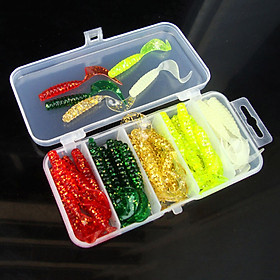 50pcs 5cm Fishing Lure Lead Jig Head Hook Grub Worm Soft Baits Shads Silicone fishing tackle With Box New