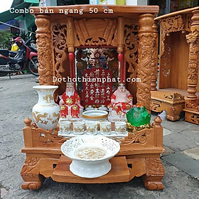 Mua COMBO Bộ bàn thờ thần tài ông địa gỗ gõ đỏ ngang 50 cm
