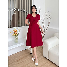 Hình ảnh [HCM] Đầm cổ V xếp ly sang trọng D100 - Lady Fashion