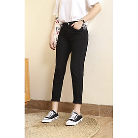 Quần jeans baggy nữ màu đen trơn đẹp VNXK - Đen - 29