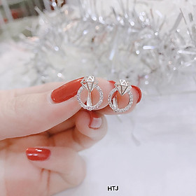 Bông tai bạc khoá bập thời trang chất liệu bạc MS05g1