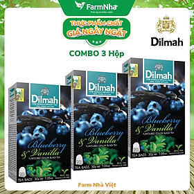 (Combo 3 hộp) Trà Dilmah Blueberry & Vanilla Hương việt quất & vanilla túi lọc 30g 20 túi x 1.5g - TInh hoa trà Sri Lanka