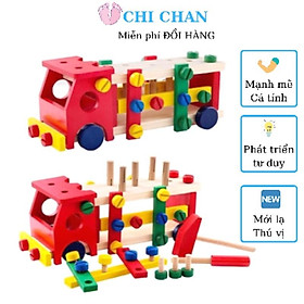 Đồ chơi lắp xe bằng ốc vít có búa, đinh gỗ