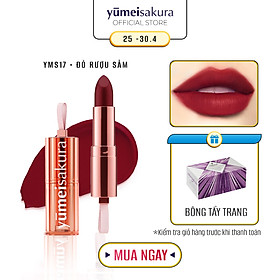 Hình ảnh Son Thỏi Lì Mịn Chotto Matte Yumeisakura Đỏ Rượu Sẫm Burgundy Red Lipstick YMS17 3.5g