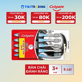Bộ 5 Bàn chải Colgate Slimsoft Between Charcoal lông chải mềm mảnh xen sợi phủ than hoạt tính (Màu Ngẫu Nhiên)
