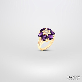 Nhẫn Nữ Danny Jewelry Bạc 925 Đính Đá Amethyst/Smoky Quartz Xi Vàng hồng/Rhodium N0091