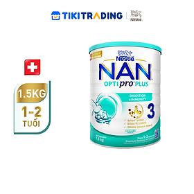 Sữa bột Nestlé NAN OPTIPRO PLUS 3 1500g/lon với 5HMO (1-2 tuổi)