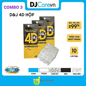 [COMBO 3 HỘP - D&J] Khẩu Trang Y Tế Kháng Khuẩn 4D/Tiêu Chuẩn KF94/ Chính Hãng Hp 10 Cái