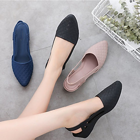 Giầy búp bê hở gót thoáng mát dạo phố, đi biển chịu nước tốt họa tiết ô vuông dễ thương GN18