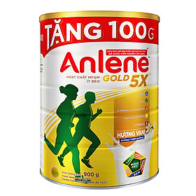 [Anlene5X-Tặng thêm 100g cho lon 800g ] Sữa bột Anlene Gold 5X hương vani lon 900g