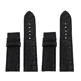 Dây đồng hồ Huy Hoàng da đà điểu da bụng size 22, 24, 26 màu đen HT8444