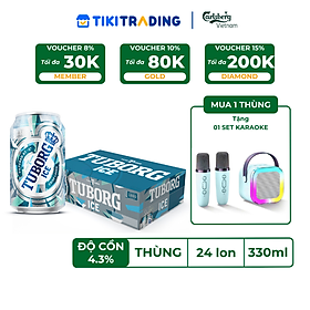 Thùng 24 lon Bia Lager Tuborg Ice (330ml/lon) - Độ cồn 4.3%