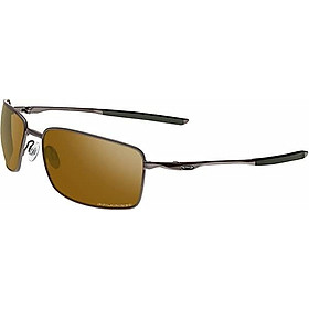 Oakley Men's OO4075 Square Wire Rectangular Metal Sunglasses, Matte Black/Black Iridium Polarized, 60 mm