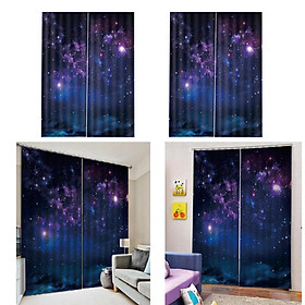 2 Piece Starry Sky Printed 3D Window Curtains For Living Room Bedroom