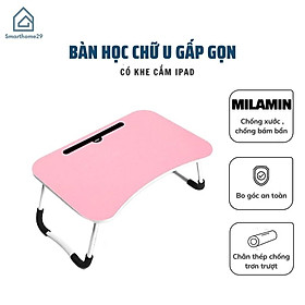 Mua Bàn học nhựa chân thép gấp gọn thông minh có khe cắm ipad  điện thoại tặng dụng cụ lấy ráy tai có đèn