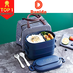 Mua Cặp lồng đựng cơm 2 tầng giữ nhiệt cao cấp - Hộp đựng cơm văn phòng nhựa nguyên sinh an toàn chịu nhiệt tốt - Hàng chính hãng D Danido