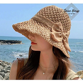 Nón mũ cói mềm đi biển rộng vành nữ có thể gấp gọn phong cách thời trang