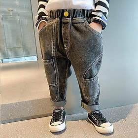 QJ52Size 90-130 (9-27kg)Quần jean thụng ngố bé trai, k co giãn Thời trang trẻ Em hàng quảng châu