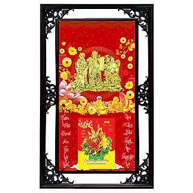 Lịch Cao Cấp 2021 Dán Nổi Phúc Lộc Thọ Nền Đỏ Khung Đôi (50x82 Cm)