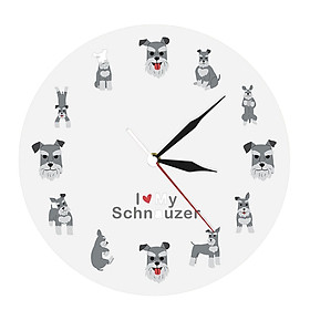 Wall Clock Round i Love Schnauzer Hanging Clock for Bedroom Home Living Room