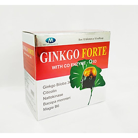 Hoạt Huyết Dưỡng Não Ginkgo Forte With Coenzyme Q10 - Giảm Tai Biến Mạch Máu Não - Giúp Tuần Hoàn Máu Não - Hộp 100 Viên