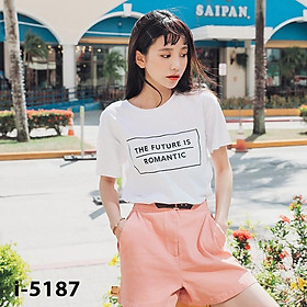 ATN-5187 Áo Thun Nữ Tay Ngắn THE FUTURE IS ROMANTIC