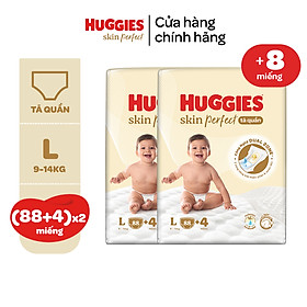 Combo 2 gói Tã quần Huggies Skin Perfect Mega Jumbo M98+4/L88+4/XL72+4/XXL64+4 miếng với 2 vùng thấm giảm kích ứng da