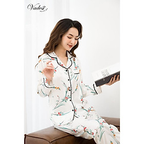 Bộ Đồ Nữ Pijama Dài Tay Lụa Cao Cấp Họa Tiết Đẹp Mềm Mượt Phom Dáng Chuẩn Sang Xịn